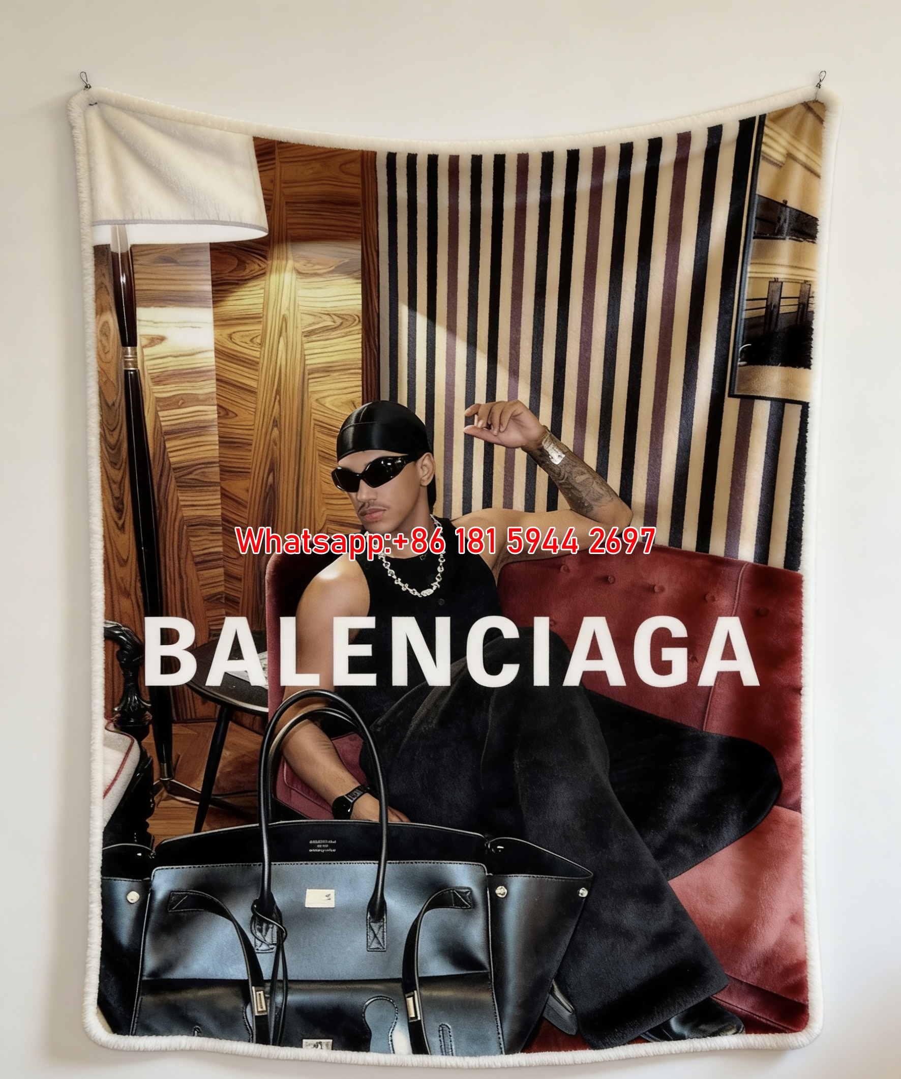 Balenciaga Newspaper Print Flannel Throw Blanket for Sofa BA473